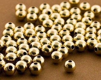 5mm Gold filled Round Beads, Gold filled beads, Seamless Gold Beads, 14k 14/20 round Beads, 50 PCS, Round gold Beads 5MM
