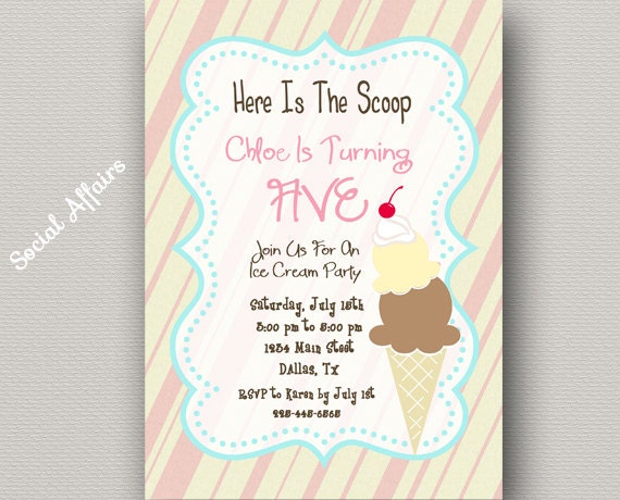 Ice Cream Birthday Invitation - DIY Printable Invitation Il_570xn