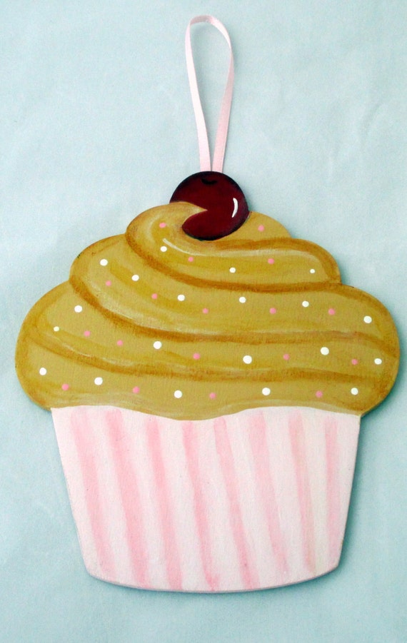 Cupcake Wall Hanging Hand Painted Cupcake Decor Wall