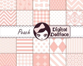 Blush Peach Digital Paper, Peach Digital Pattern, Scrapbook Paper, instant download