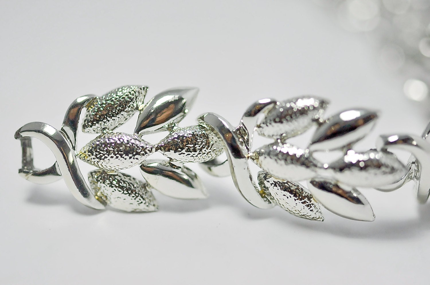 Vintage Coro Silver Tone Leaf Bracelet