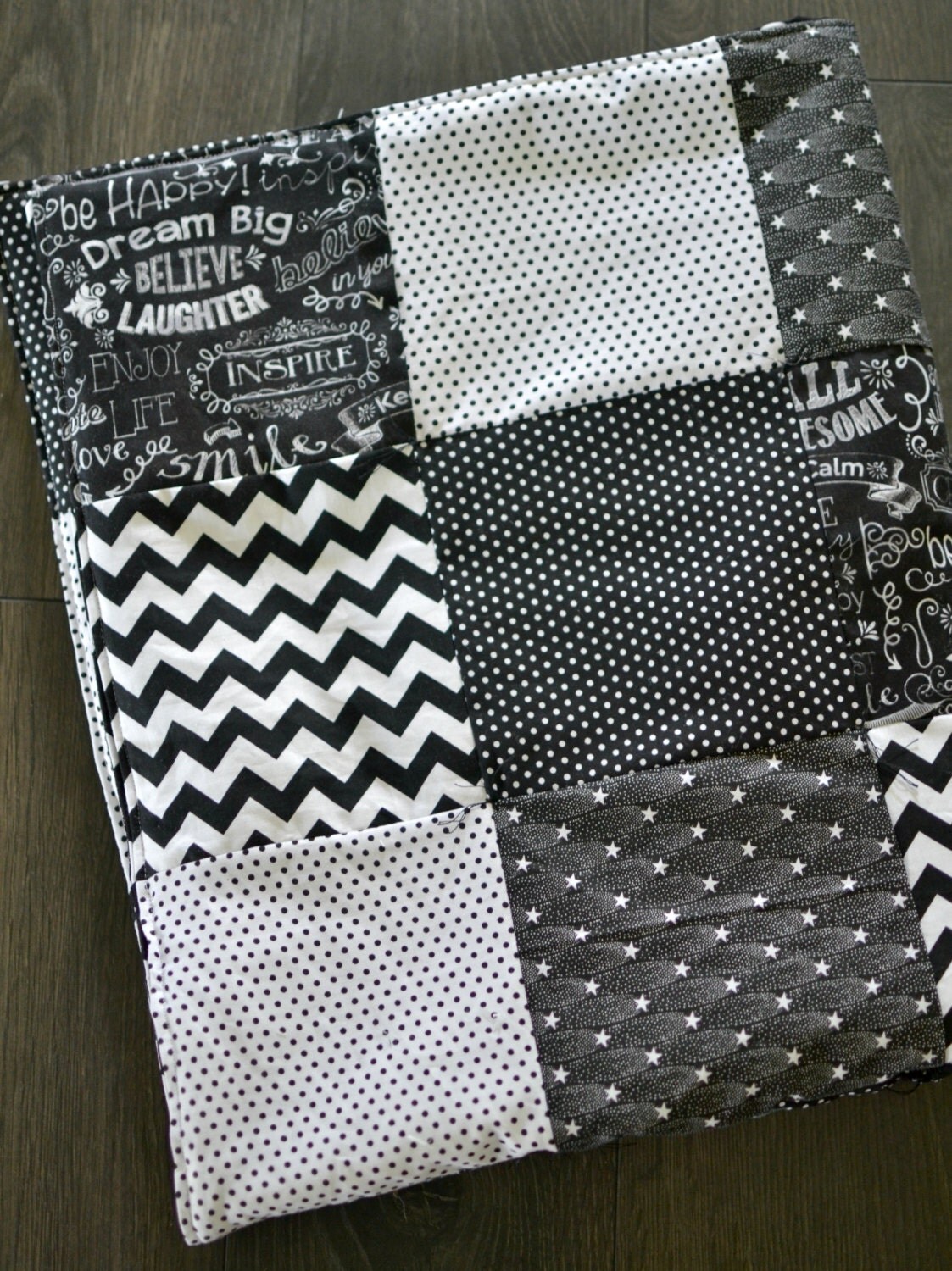 Baby Blanket / Modern Baby Quilt Black and White