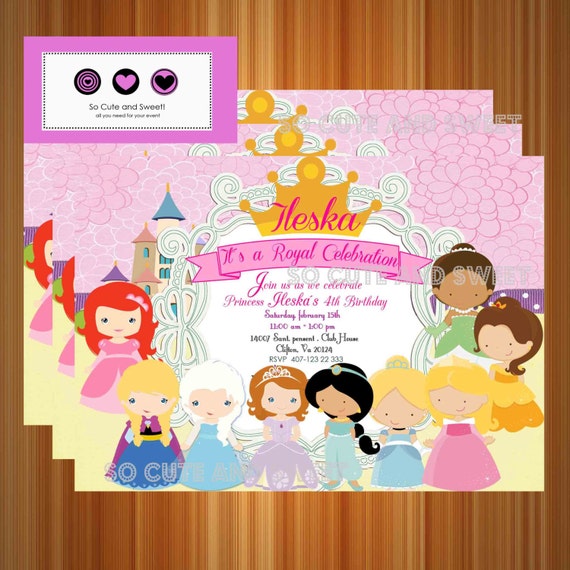 Disney Princesas Invitacion De Cumpleaños Por Socuteandsweet