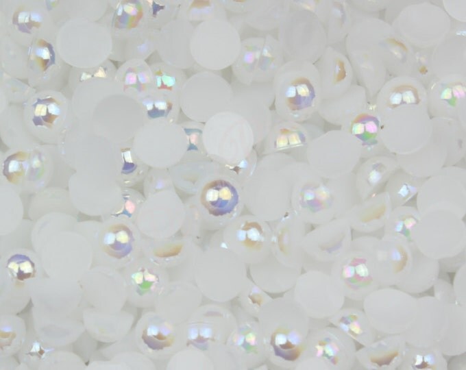AB White Half Pearl Gems Flat Back Face Art Nail Art Scrapbook Phone Decoration Cabochon 2mm 3mm 4mm 5mm 6mm 8MM