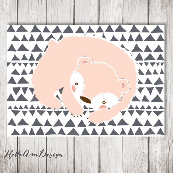 Items similar to bear illustration - bear art print - kids room - kids ...