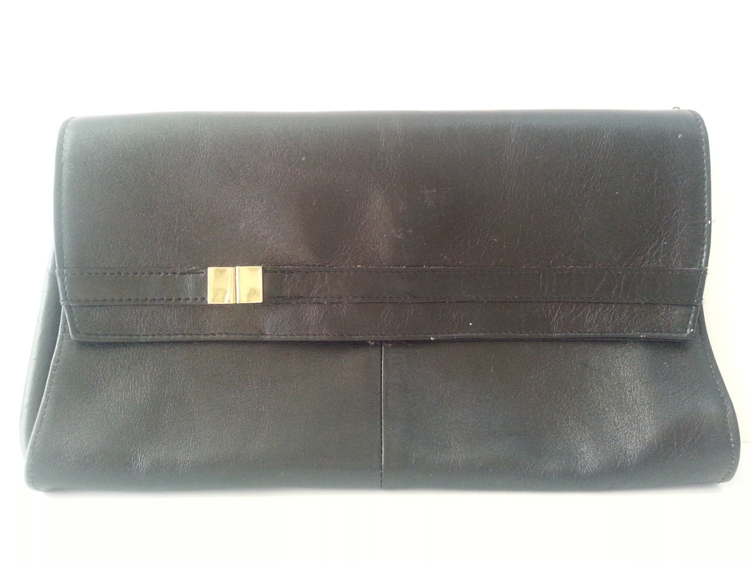 Vintage genuine leather contessa black clutch purse by 1943vtg
