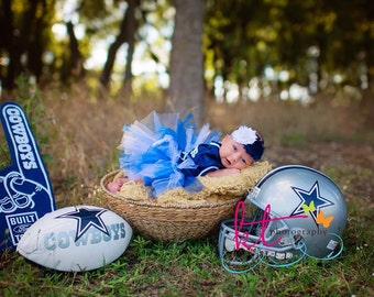 Dallas Cowboys Baby Girl Shabby Flower Elastic Headband