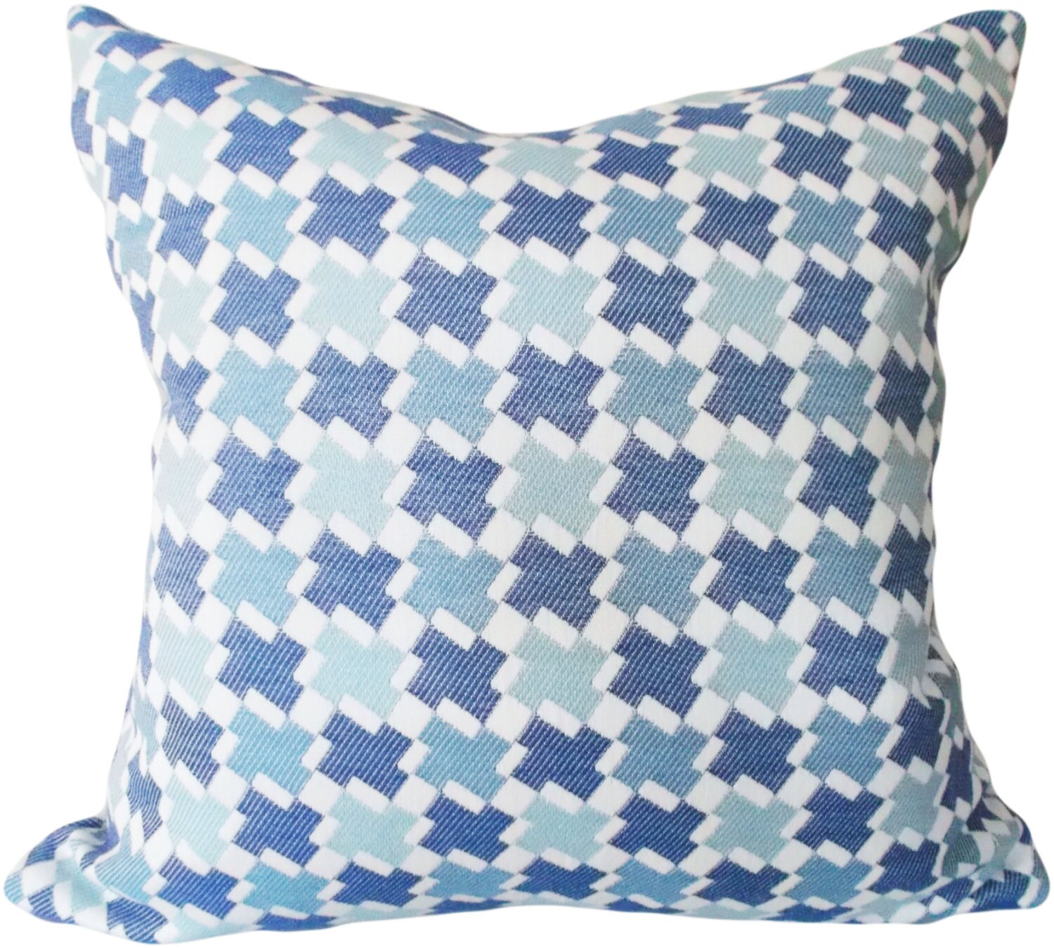 Blue Houndstooth Decorative Pillow Cover Throw Pillow