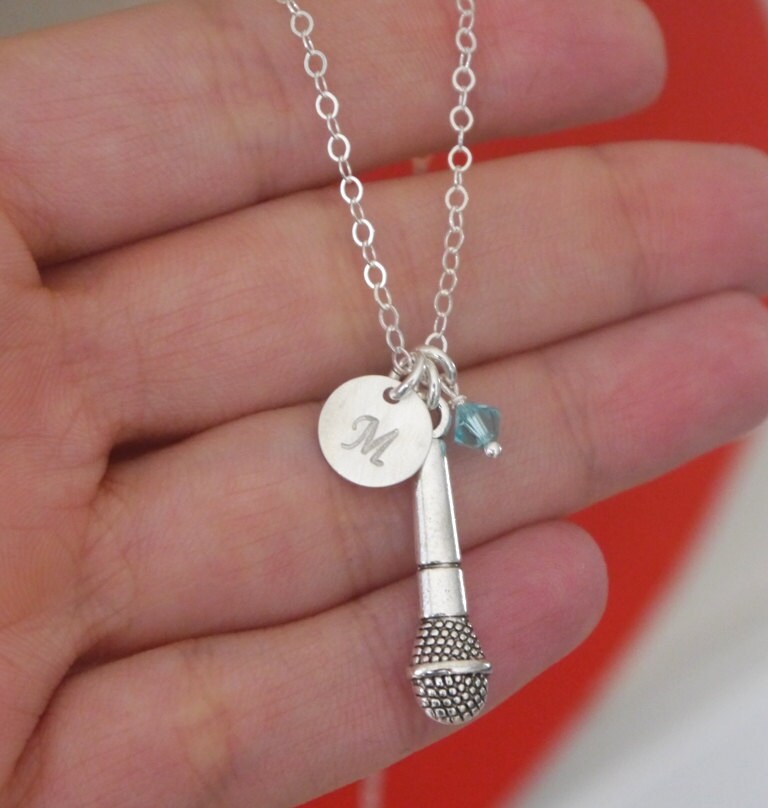 Microphone Necklace Silver Microphone Necklace by MadiesCharms