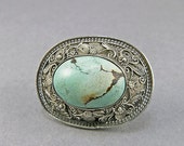 Old Turquoise Brooch Filigree Silver Frame Ethnic Jewelry Chinese Jewelry Asian Arts Antiques Collectibles Old Turquoise Brooch Filigree Silver Frame Ethnic Jewelry Chinese Jewelry Asian Arts Antiques Collectibles