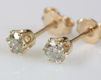 Gold Diamond Earrings 0.5 Carat-14K Yellow Gold-Stud Earrings-Women Jewelry-graduation gift-baby girl jewelry-infant jewelry-for him