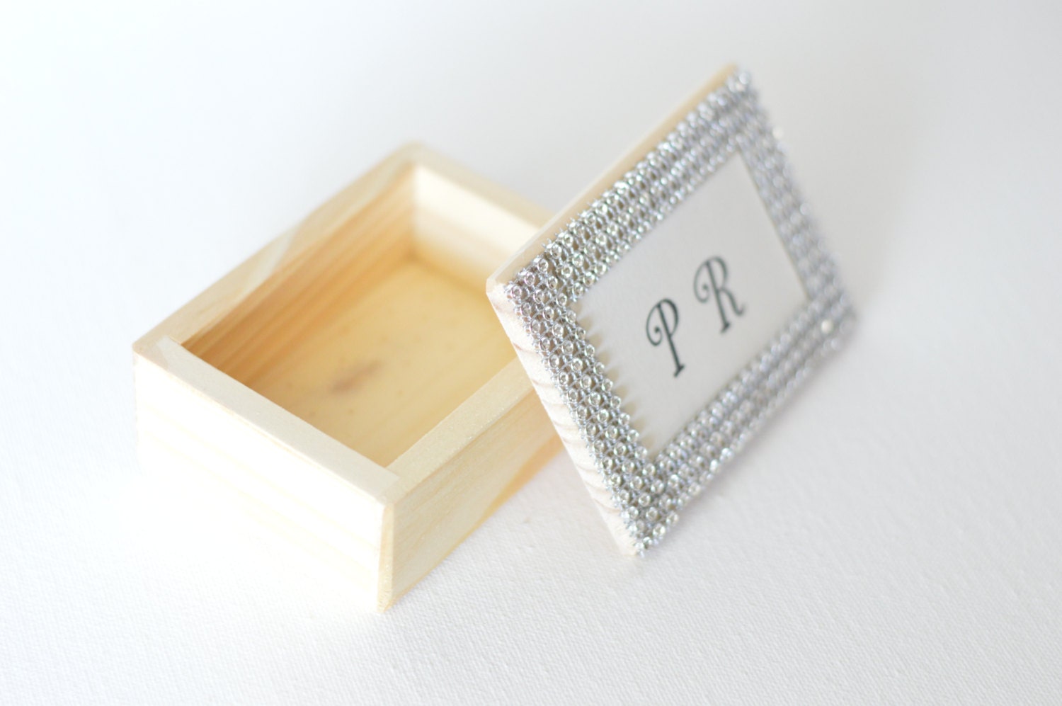 Wood gift box with rhinestones personalized wood boxes