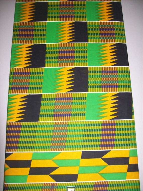 Couleur verte Kente imprimer tissu africain verge demi / African textiles / African prints / tissus tissu kente / vêtements / décor