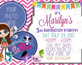 Littlest Pet Shop Birthday Invitation - Personalized with your info ...