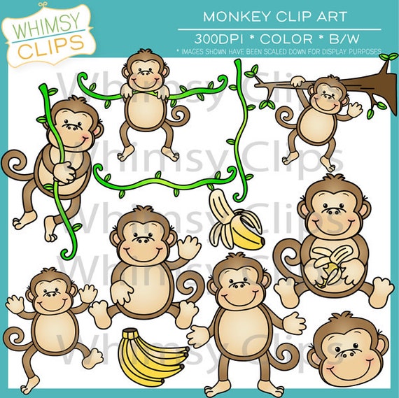 monkey clip art etsy - photo #10