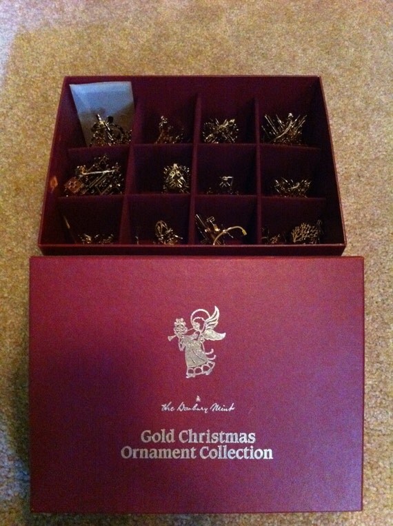 Vintage Danbury Mint 23kt Gold Christmas Ornaments 1987