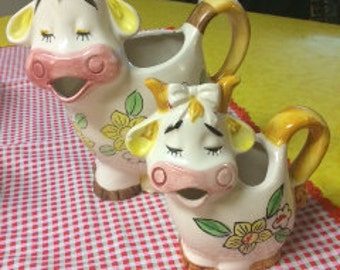 Vintage Japan Cow Milk and Creamer Pitcher