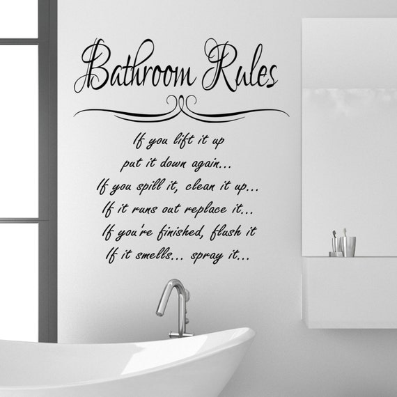 Bathroom Rules Wall Sticker Quote funny Vinyl Decal Graphic