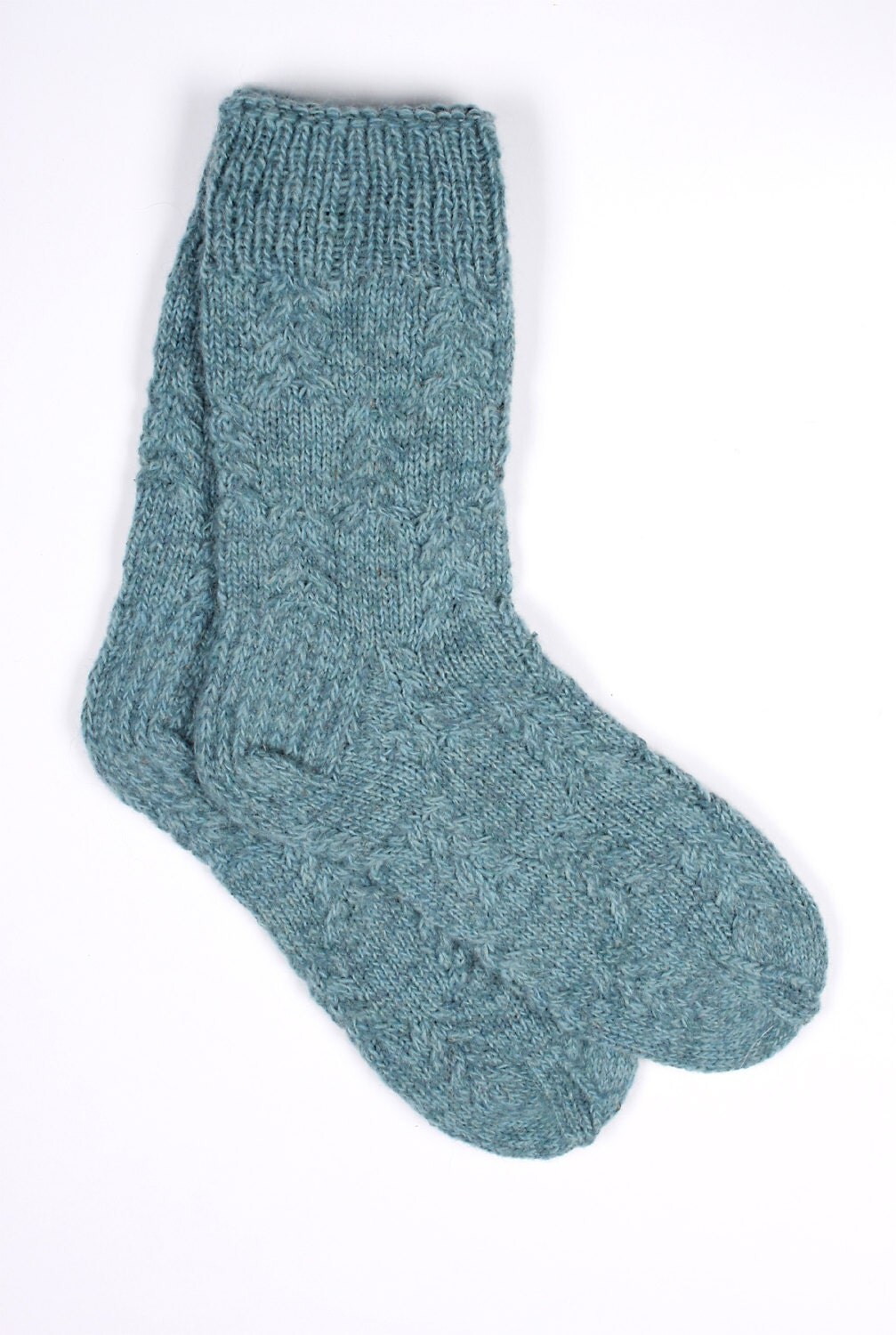 Hand knitted mens 100% wool socks