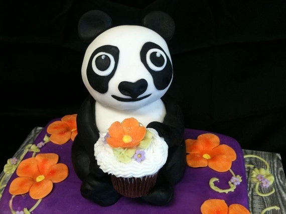 Panda cake topper by Sweetfigurines on Etsy