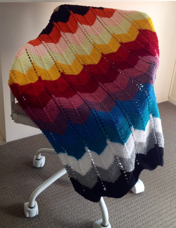 Handmade Knitted Ripple Baby Blanket