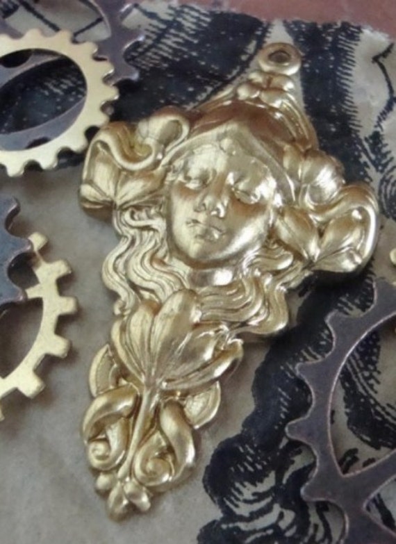 Art Deco Goddess Brass Embellishment