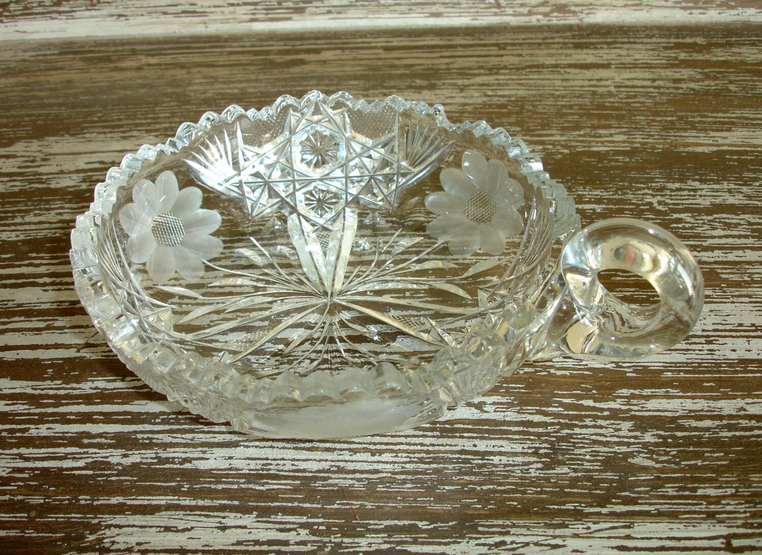 SALE Vintage EAPG Nappy Bowl 1917 McKee Glass 410 Innovation