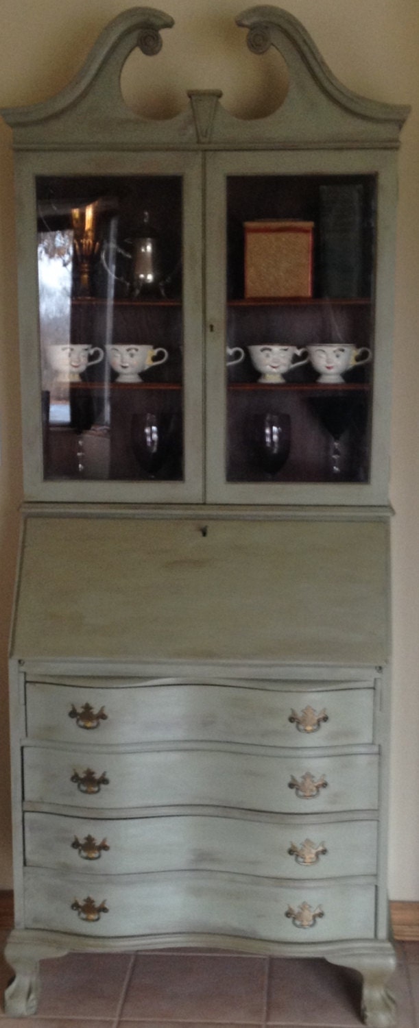 Sold Vintage Antique Mahogany Secretary Desk Hutch French Secretary Desk Hutch French Country Hand Painted With Zoom