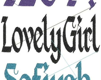 Medieval Style 1 Embroidery design Font, old,gothic in 2 &4 inches INSTANT DOWNLOAD