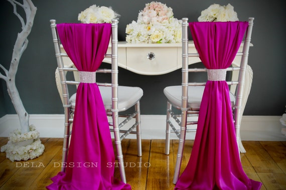 Items similar to Silky satin chair cover sash Magenta 