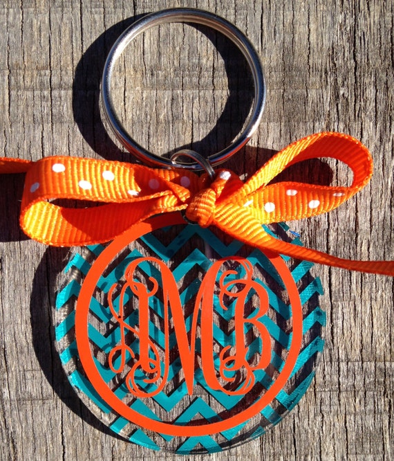 Items similar to Customized Vinyl Monogrammed Keychains 2" Round on Etsy