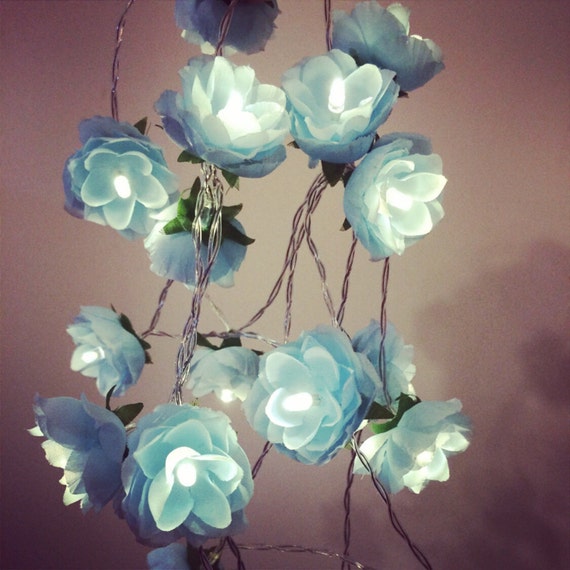 519 New fairy light roses 166 Wild Roses LED Fairy Lights in Baby Blue / Pale by FairybyFoxie 