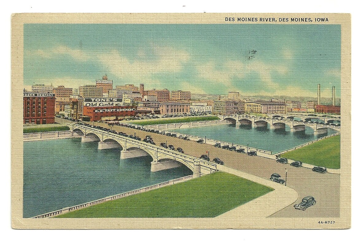 Des Moines River Des Moines Iowa Old Postcard by Chipteretia