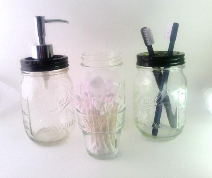 Black Mason Jar Bath Set Ball Jar Bath Set Mason Jar Soap