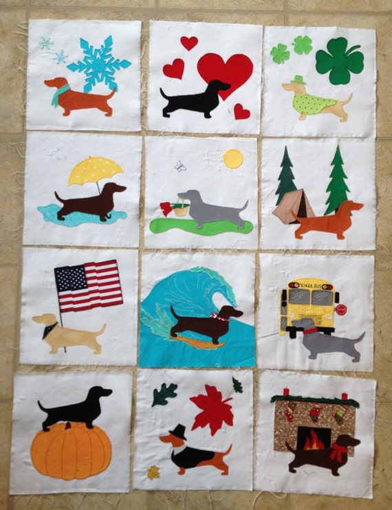 Year of Dachshunds Quilt Block Appliqué by Snugglepuppydesign