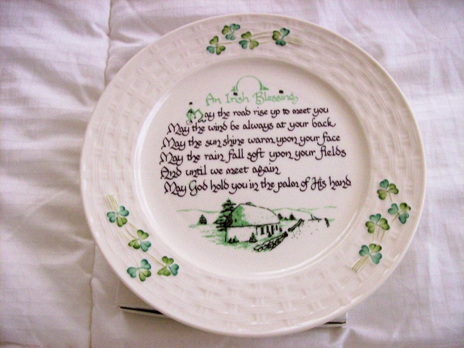 Vintage Belleek China Irish Blessing Plate Purchased New in