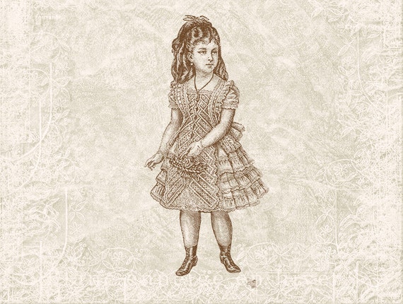 Digital Victorian Girl Holiday Illustration - Antique Vintage Winter Girl - Girl Printable Download -  Illustration INSTANT DOWNLOAD