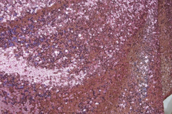 Rose Pink Mauve Sequin Fabric Glitter Fabric by the by DinDinDecor