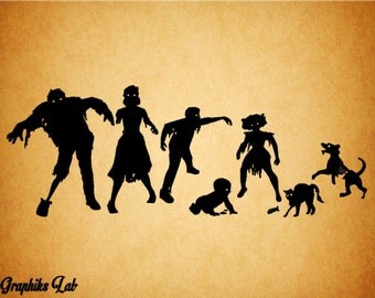 Zombie Family Vinyl Decal Personalized Zombie Family Decal Set