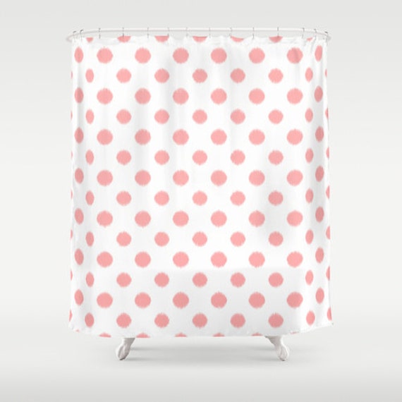 Girls Shower Curtain Polka Dots Pink Shower Curtain Tween