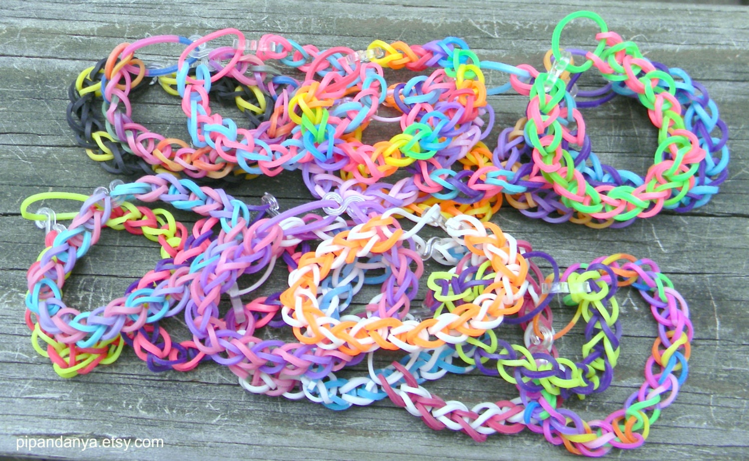 Single Chain Loom Band Bracelets Rubber Band by PipandAnya on Etsy