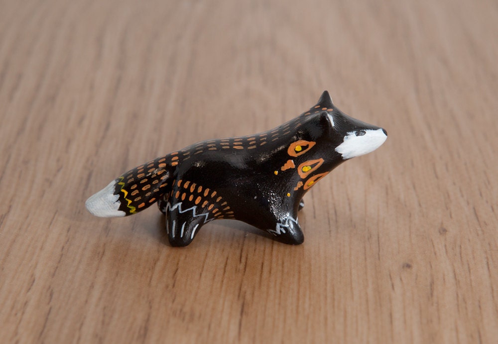 Lucky fox animal totem Polymer clay animal OOAK figurine