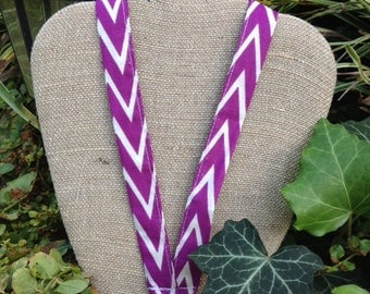 Grape Crush Purple and White Chevron Lanyard