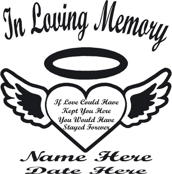 Download In Loving Memory Heart & Wings Decal Sticker Free Shipping