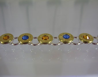 Klassy Rounds Bullet Head Swarovski Crystal Blue & Orange Florida Gators Two Tone Bracelet Winchester 38 Special