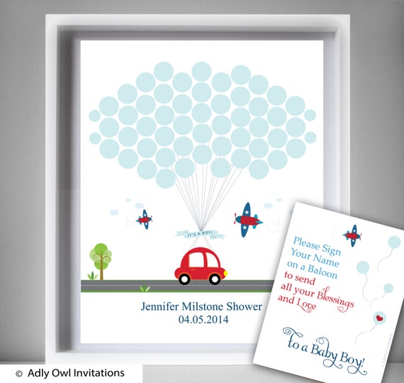 Boy Transport Guest Book Alternative Printable for Baby Boy Shower or ...