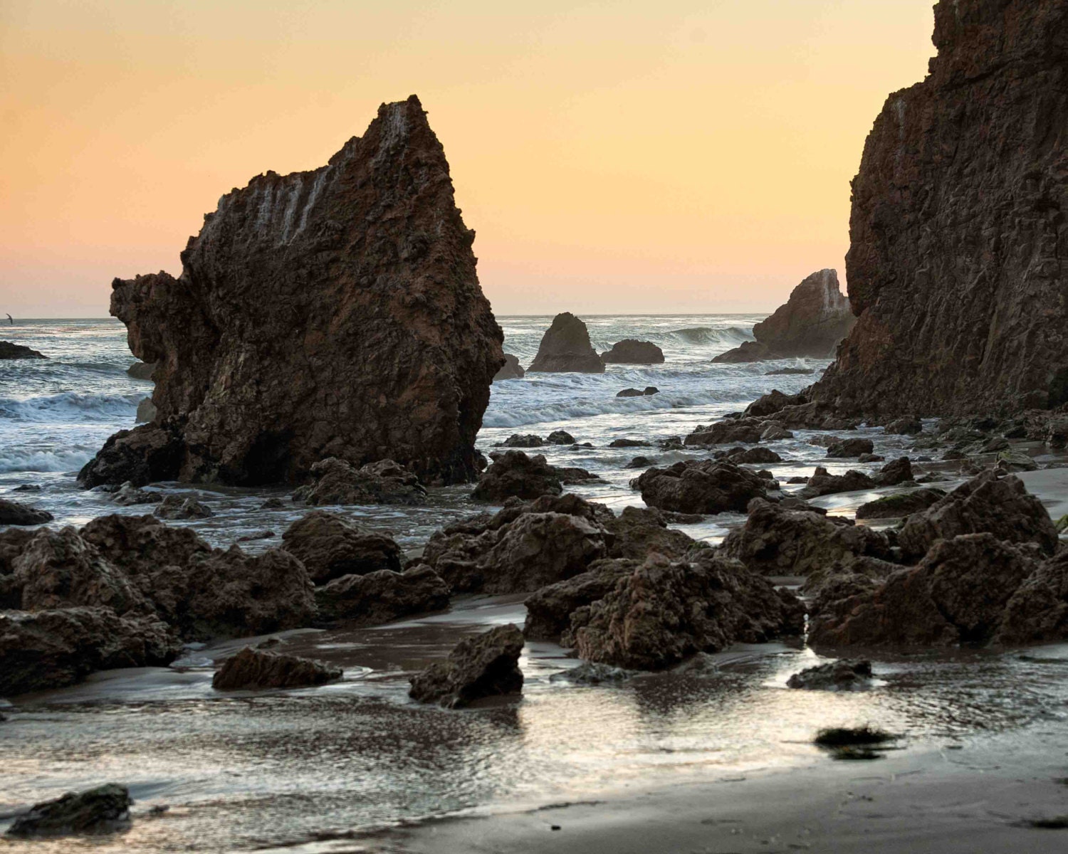 Southern California Rocky Beach at Sunset Photography Ocean