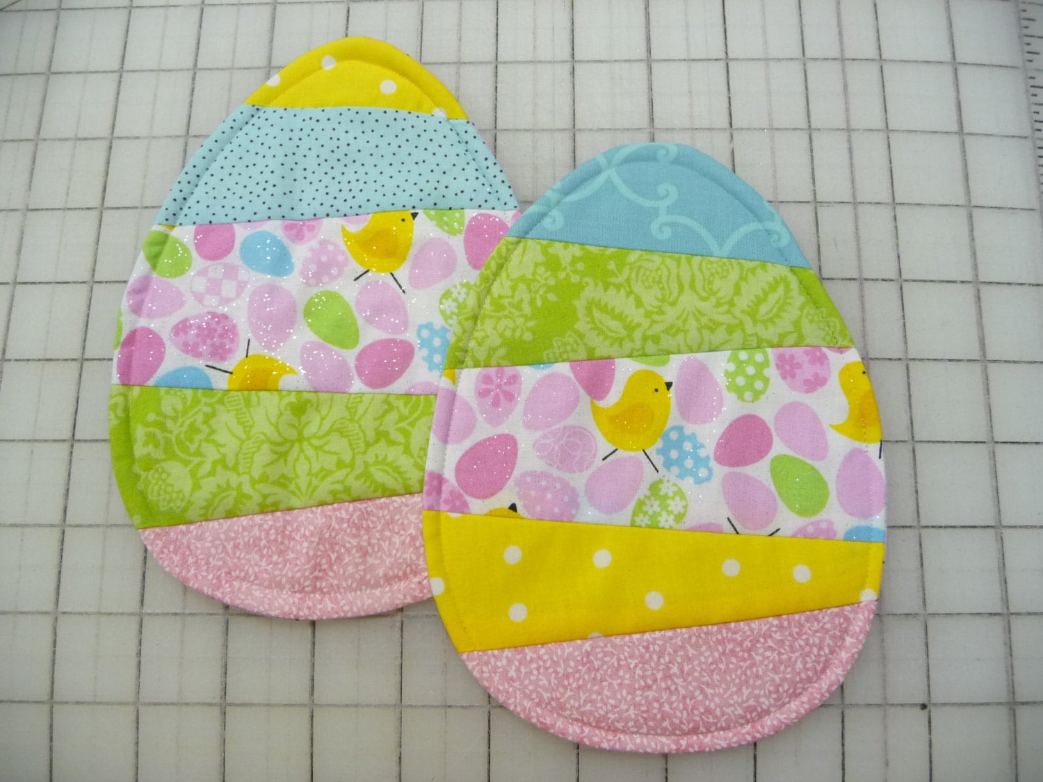 Easter Egg Mug Rugs Coasters Set of Two by SewSweetSparrow