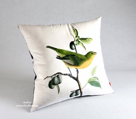 Throw Pillow Cover Vintage Bird Print by MikoCountryHomes