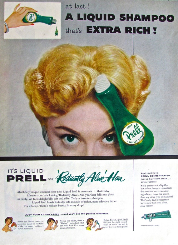 1950s PRELL SHAMPOO Print Ad Original Vintage Beauty